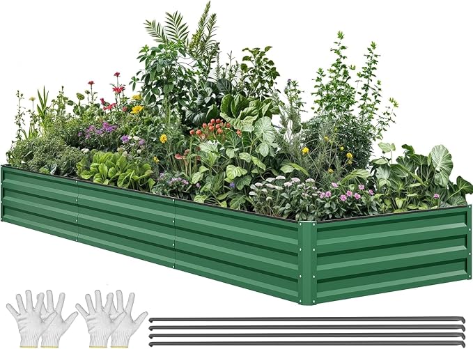 YITAHOME 144x48x12 in Galvanized Raised Garden Bed Kit, Large Metal Planter Box by YITAHOME