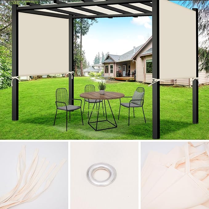 Canopy Replacement Cover for 17x6.8 Ft Pergola, Beige Polyester