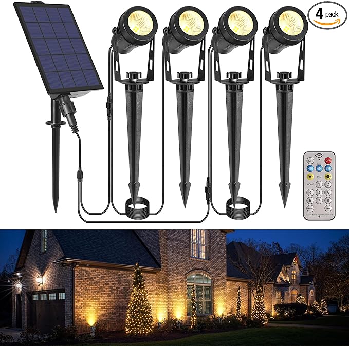 B-right Solar Spot Lights Outdoor, 8 Modes IP65 Waterproof Solar Powered Garden by B-right