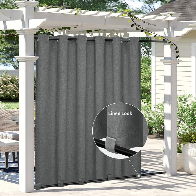 Easy-Going Linen Look Outdoor Curtains Waterproof Windproof Porch Curtains by Easy-Going