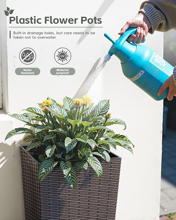 Greesum Set of 2 Tall Plastic Planters - Image 2