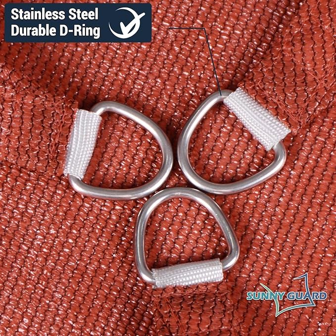 SUNNY GUARD Sun Shade Sail 10'x10'x14' Right Triangle Terra Red UV Block - Image 6
