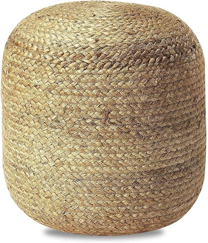 FRELISH DECOR Pedestal Pouf Ottoman Hand Braided 100% Jute Pouf Foot Stool by FrelishDecor