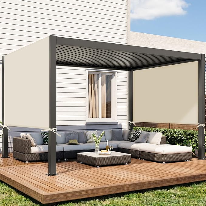 Canopy Replacement Cover for 17x6.8 Ft Pergola, Beige Polyester