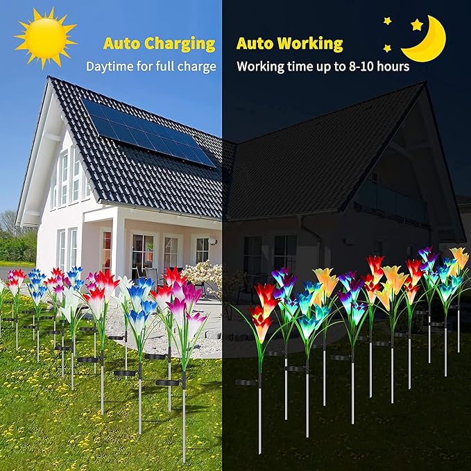 Solar Lights Outdoor Waterproof, 4 Pack Garden Decor Lights, 16 Multi-Color - Image 3