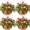 14 inch Metal Hanging Baskets For Plants Outdoor 4 Pack Round Metal Wire by JFFLYIT