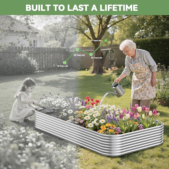 3 Pack Raised Beds for Gardening, Corrugated Galvanized Steel Raised Garden Bed - Image 8