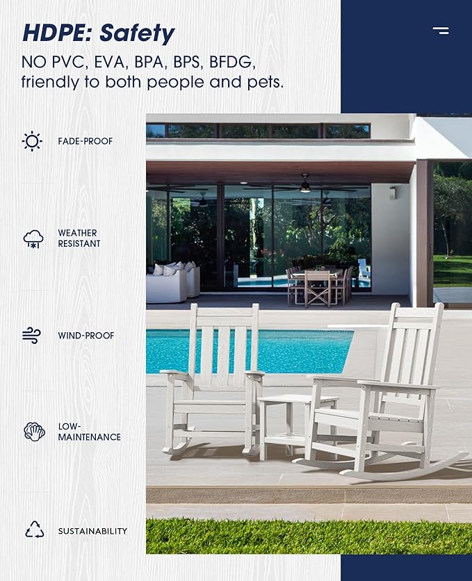 KINGYES Oversized Outdoor Rocking Chair, All-Weather Patio Rocking Chairs - Image 6