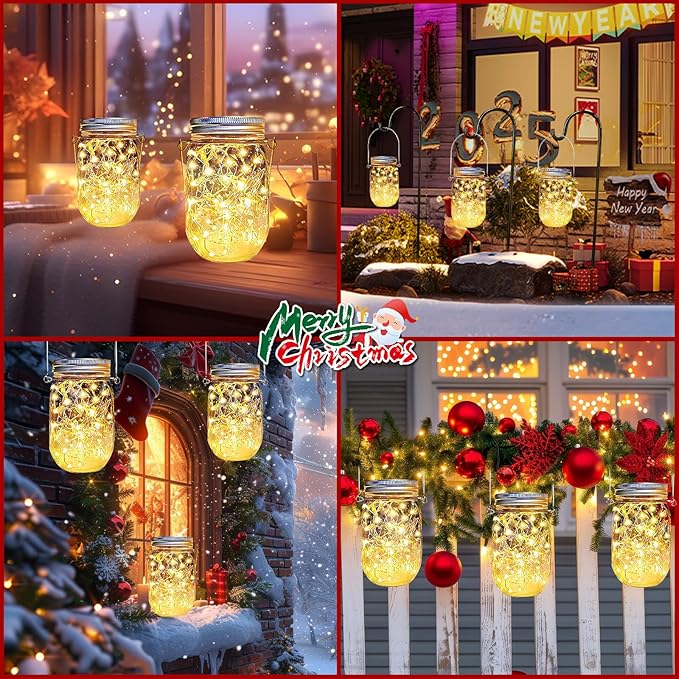 String Lights for Mason Jars, 12 Pack Solar Warm White LED Lid Lights