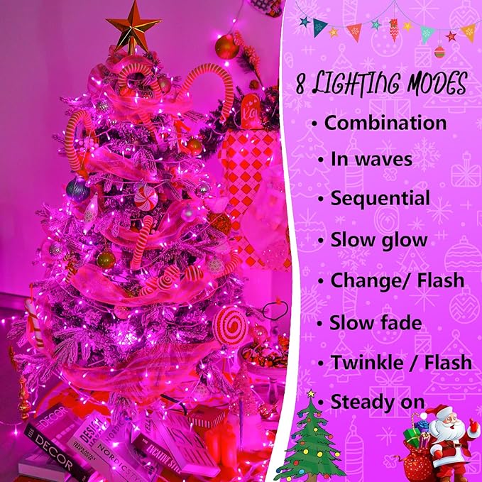 String Lights 500 LED Pink Waterproof Outdoor 165 Feet
