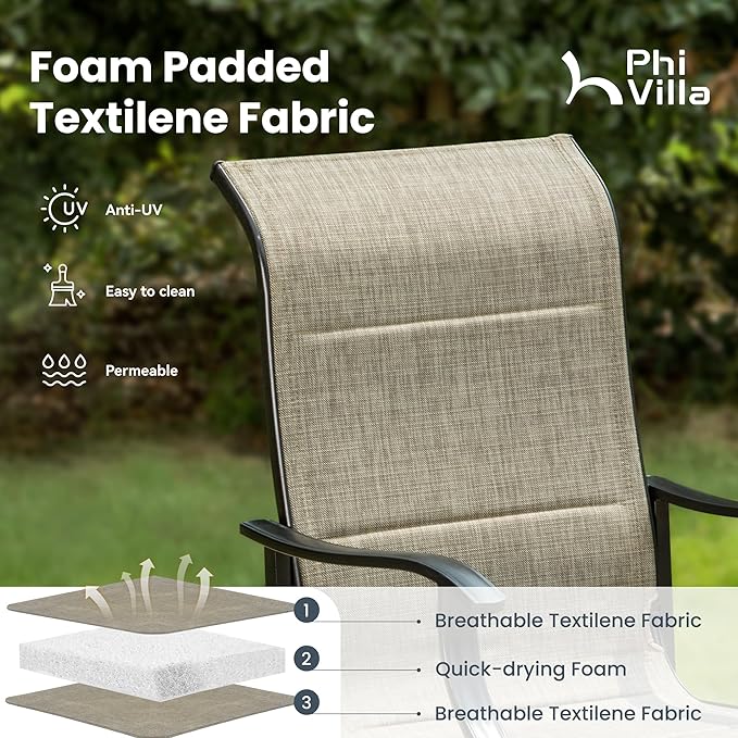 PHI VILLA Swivel Patio Chair Set of 4, All Weather-Resistant - Image 2