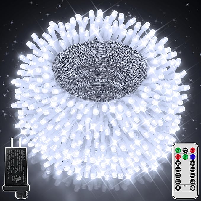 String Lights, 328 FT Cool White with 1000 LEDs for Indoor and Outdoor Use