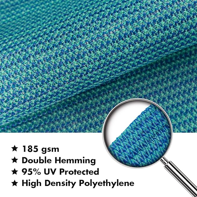 KANAGAWA 6'X20' Turquoise Mix Custom Size Sun Shade Sail Rectangle UV Block - Image 4