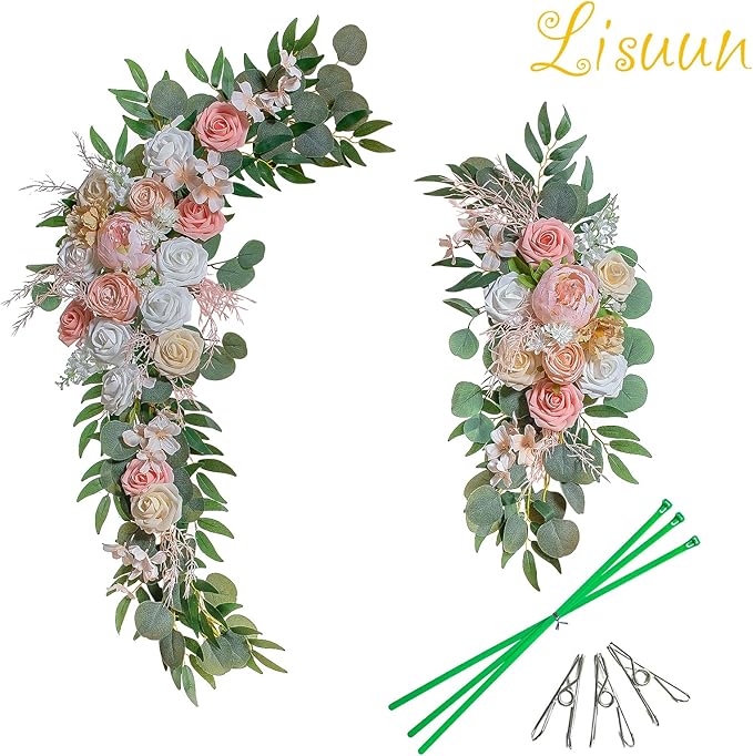 Artificial Flowers, 40 Inch Pink Peony and Rose Swag for Arch Decor