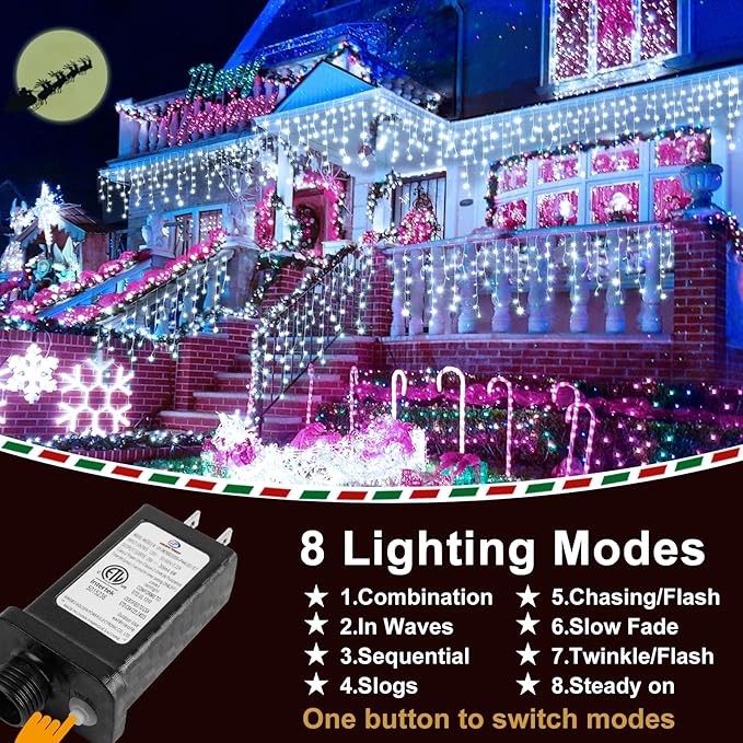 String Lights 100ft Cool White LED Outdoor Christmas Lights