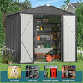 Storage Shed 8 x 6 FT Galvanized Steel, Lockable Double Doors, Dark Gray