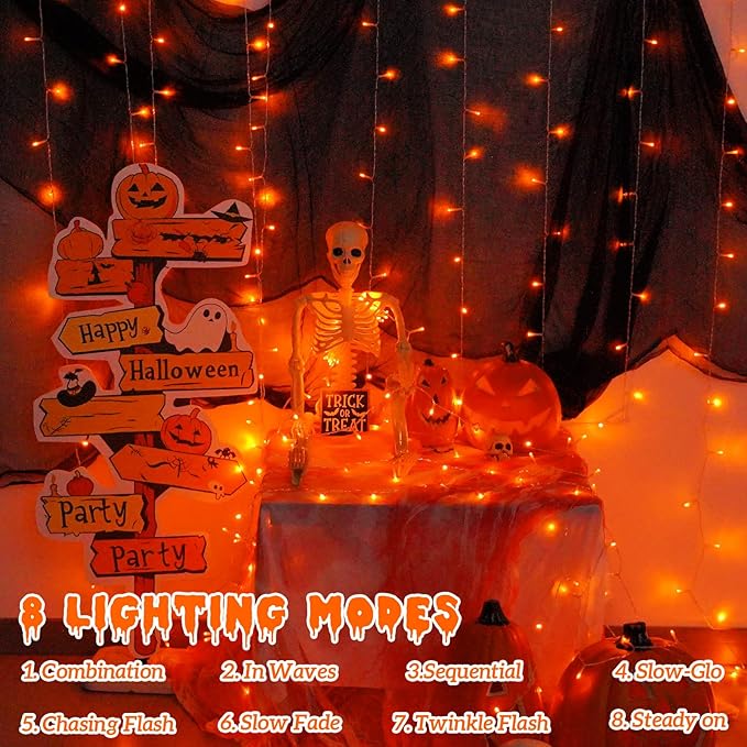 String Lights, 165 ft Outdoor Halloween Set with 500 Orange LEDs