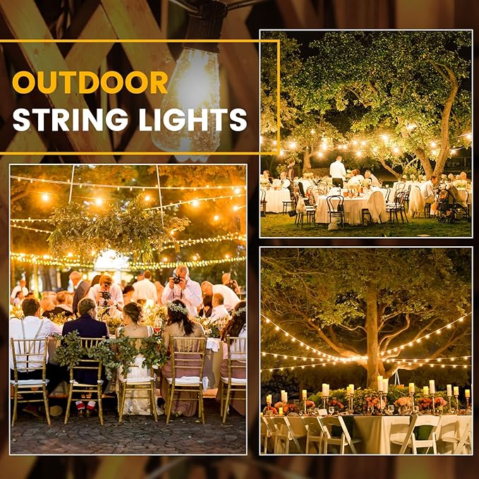 String Lights, 150 FT Warm White LED Vintage Edison Bulbs
