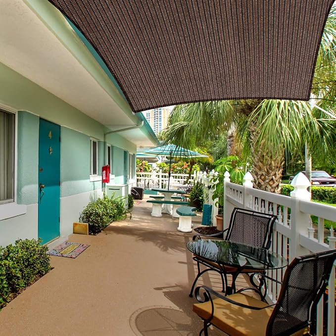 Eden's Decor Straight Flat-Edged Sun Shade Sail Rectangular 6' x 15' Brown - Image 5