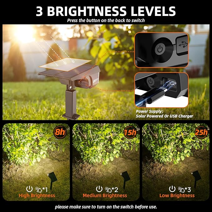 Solar Spot Lights Outdoor, IP65 Waterproof 40 LEDs Landscape Spotlights - Image 4