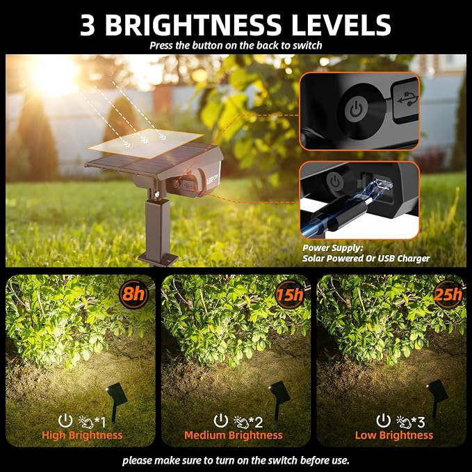 Solar Spot Lights, IP65 Waterproof 40 LED's Landscape Spotlights, 3 Modes - Image 4