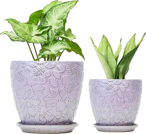 8 Inch + 6 Inch Retro Ceramic Planter Set of 2 by Bestseler