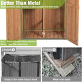 Storage Shed with Metal Frame, Wooden Floor and Brown Finish