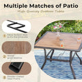 Dining Table 37-Inch Square Outdoor Table with Umbrella Hole, Black