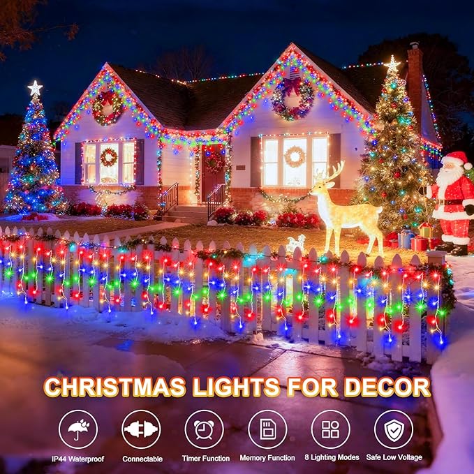 String Lights, 400 LED Outdoor Christmas Lights, 33 ft Multicolor
