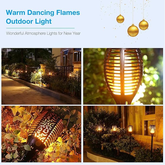 Torches, 43-Inch Outdoor Solar Lights with Three-Mode Flame Effect