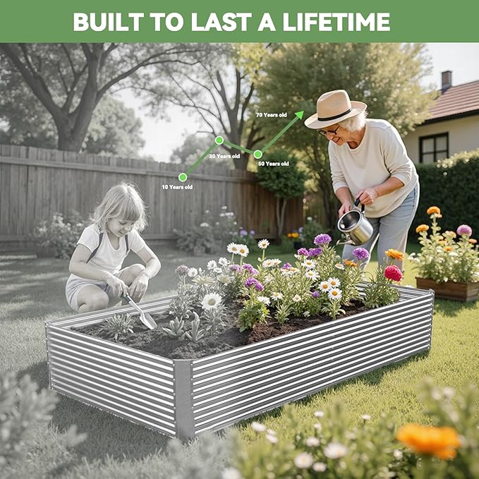 2 Pack Tall 6x3FT Raised Beds for Gardening, Corrugated Galvanized Steel Raised - Image 7