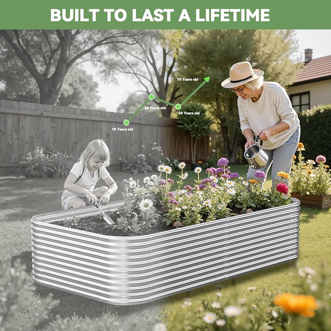 2 Pack Tall 8x3FT Raised Beds for Gardening, Corrugated Galvanized Steel Raised - Image 7