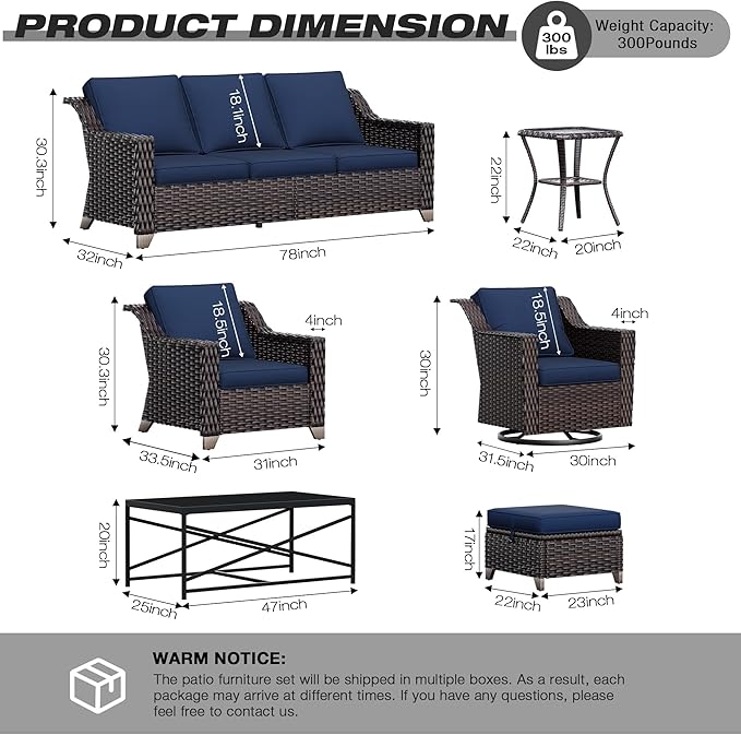 Joyside Wicker Patio Furniture Sets, 5 Pieces Upgraded Large Size Outdoor - Image 2