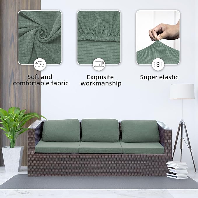 Sofa Covers for Outdoor Cushions, 8-Piece Stretch Set, Polyester