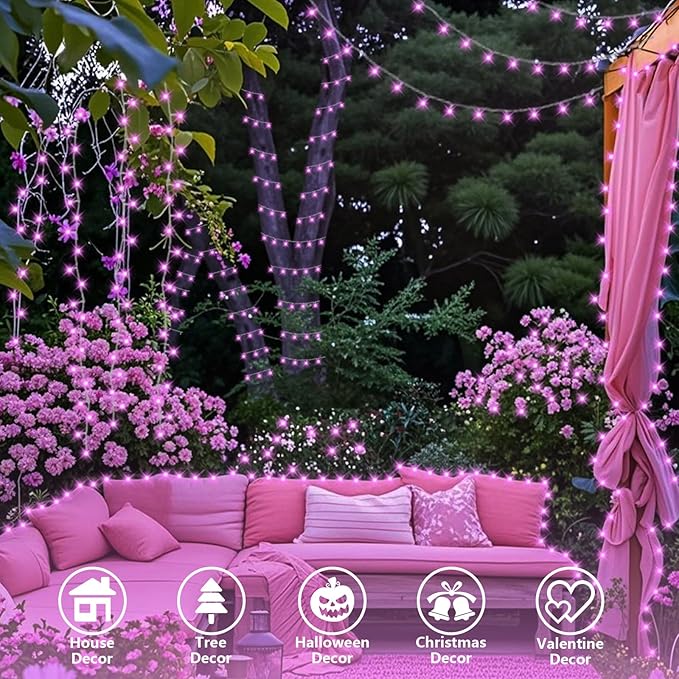 String Lights 500 LED Pink Waterproof Outdoor 165 Feet