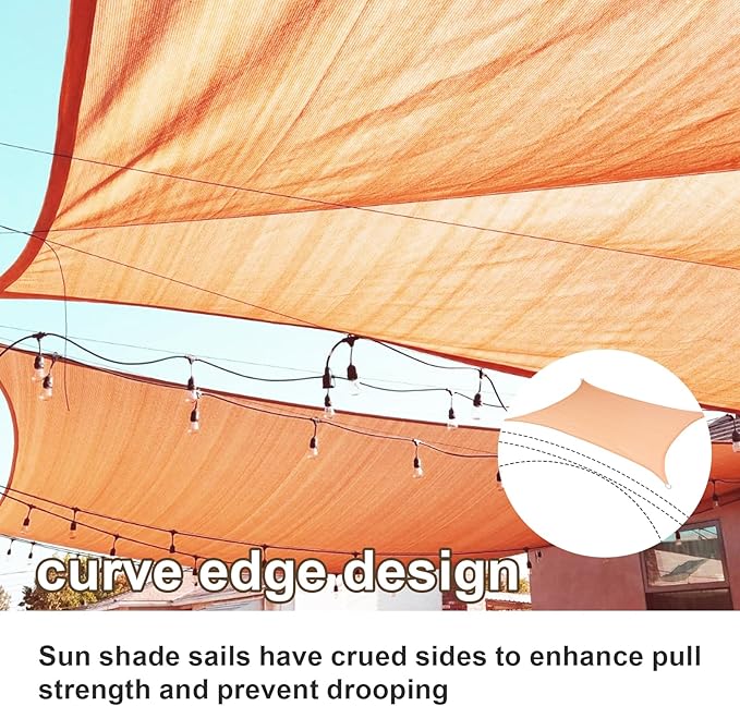 SUNLAX Sun Shade Sail 9' x 20' Peach Fuzz Rectangle Canopy Sail Shade Cover UV - Image 2