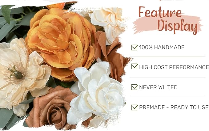Artificial Flowers for Wedding Arch, Terracotta Silk Swag and Drape Set