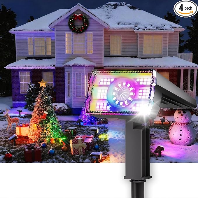 Christmas Solar Spot Lights Outdoor Waterproof 4-Pack, 58 LED Adjustable by Professionalproductionofsolarlightsoutdoor%EF%BC%9A%EF%BC%89