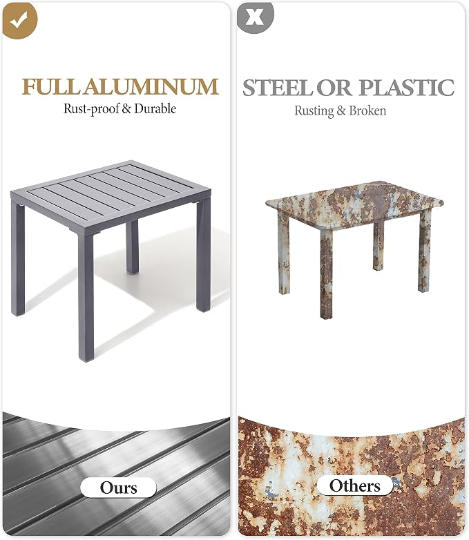 Crestlive Products Outdoor Side Table, Aluminum Rectangular Side/End Table - Image 4