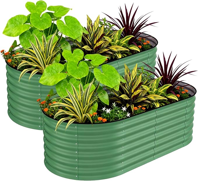 GarveeLife 2 Pcs Raised Garden Beds Outdoor 8x2x1.5 ft by GarveeLife