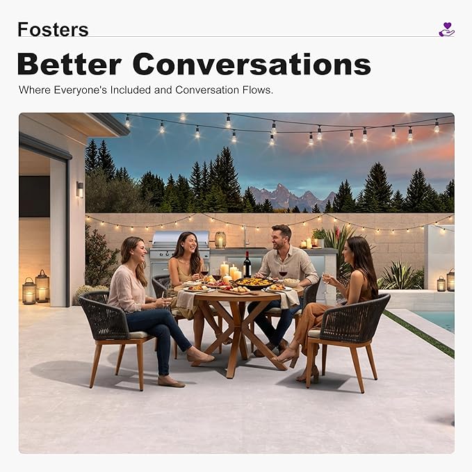 PURPLE LEAF 7 Pieces Round Outdoor Dining Set Outdoor Dining Table and Chairs - Image 4