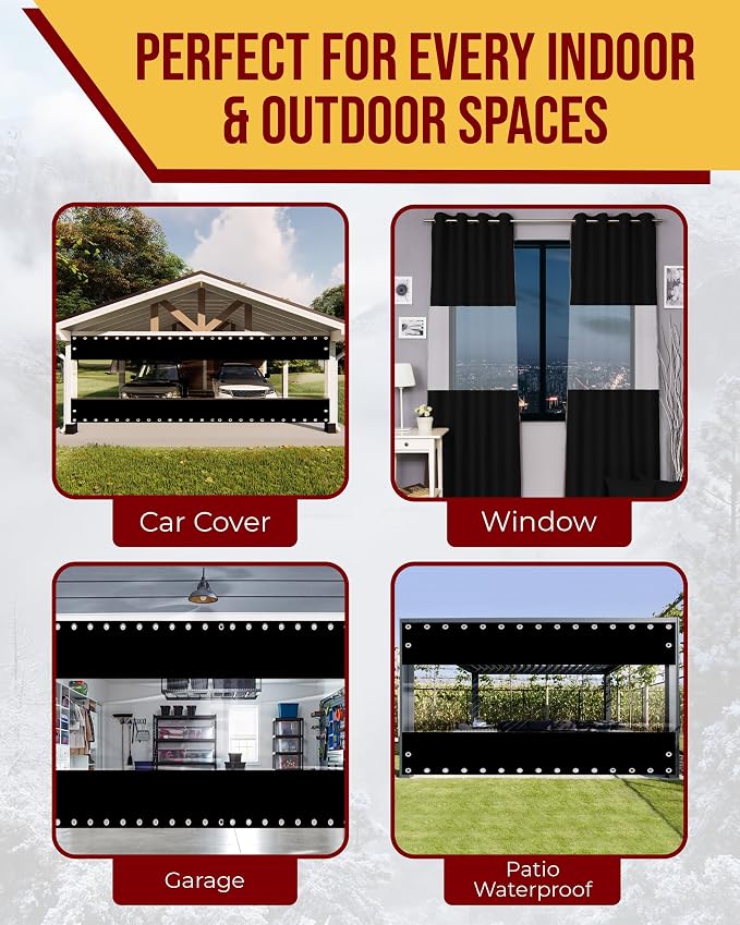 FoundGo 8'Hx7'W Vinyl Curtains for Patio, 19oz Outdoor Clear Patio Enclosure - Image 7