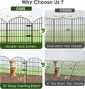 Decorative Fence with Gate, Black Alloy Steel, 28in x 11.7ft Panels