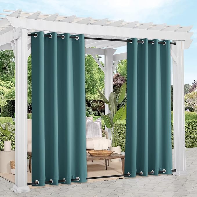 NICETOWN 2 Panels Windproof Outdoor Curtains Top and Bottom Grommet by NICETOWN