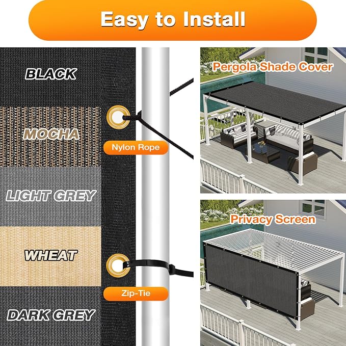 Artpuch Outdoor Pergola Shade Cover 10x20 FT Sun Shade Cloth - Image 5