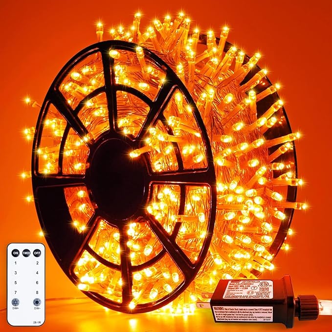 String Lights in Orange, 500 LEDs, 173 Feet, IP44 Waterproof
