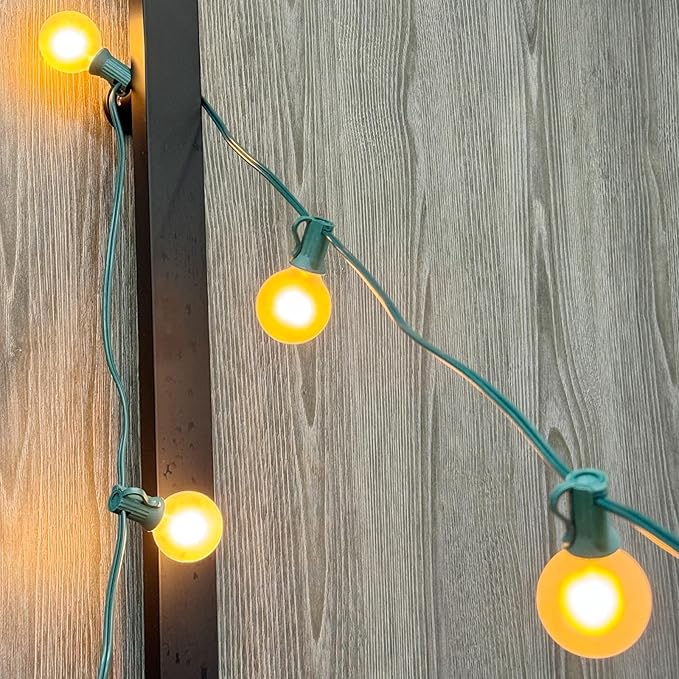 String Lights, 25 FT Outdoor G40 Globe with Green Wire