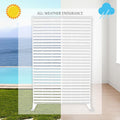 Decorative Fence Privacy Screen, Metal, 47.2 x 74 Inch, White Horizontal Slat