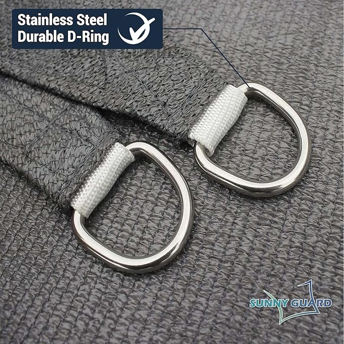 SUNNY GUARD Custom Size 12'x12'x17' Dark Grey Sun Shade Sail Right Triangle UV - Image 6