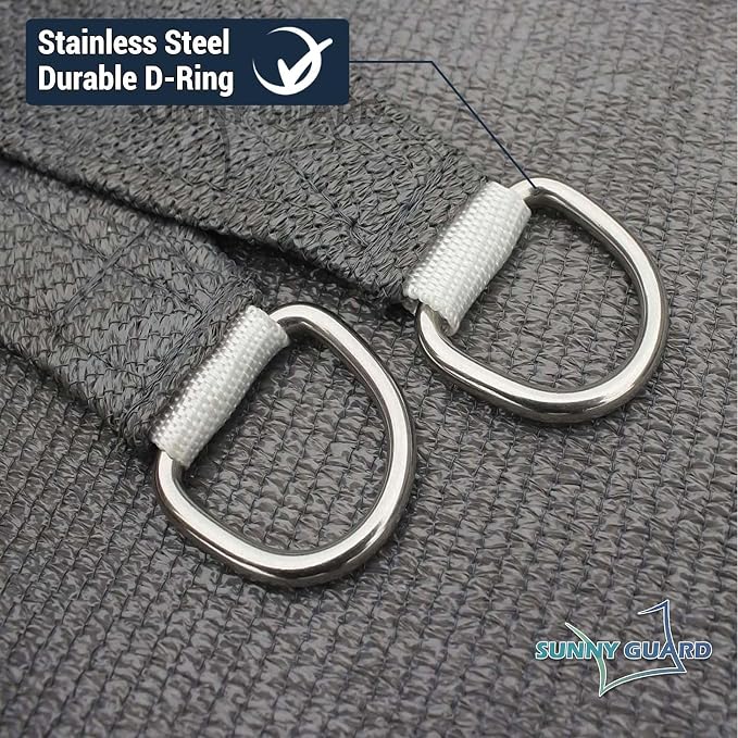 SUNNY GUARD Custom Size 10'x12' Dark Grey Sun Shade Sail Rectangle UV Block - Image 6